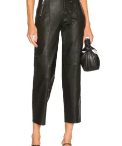 L'Academie Trae Leather Pant In Black
