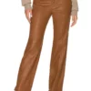 L'Academie The Kristina Leather Pant In Brown