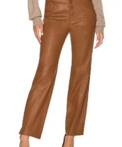 L'Academie The Kristina Leather Pant In Brown