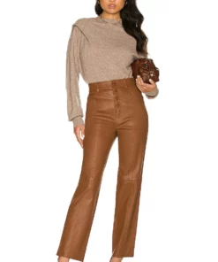 L'Academie The Kristina Leather Pant In Brown -Deals L'Academie Store LCDE WP190 V4