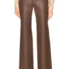 L'Academie The Zaza Leather Pant In Brown