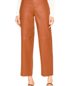 L'Academie Jiselle Leather Pant In Camel