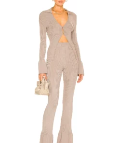 L'Academie Loch Rib Knit Pant In Fossil -Deals L'Academie Store LCDE WP213 V4