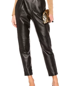 L'Academie The Bisous Leather Pant In Black