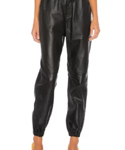 L'Academie Tracey Leather Joggers In Black