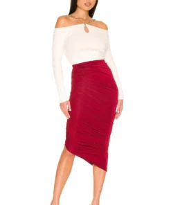 L'Academie Libby Midi Skirt In Burgundy 7 L'Academie Libby Midi Skirt In Burgundy -Deals L'Academie Store LCDE WQ105 V4