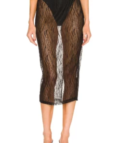 L'Academie Elowen Midi Skirt In Black