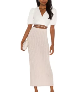 L'Academie Roe Skirt In Oatmeal 7 L'Academie Roe Skirt In Oatmeal -Deals L'Academie Store LCDE WQ81 V4