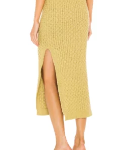 L'Academie Billie V Waist Midi Skirt In Green -Deals L'Academie Store LCDE WQ91 V3