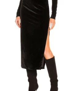 L'Academie Lumi Midi Skirt In Black