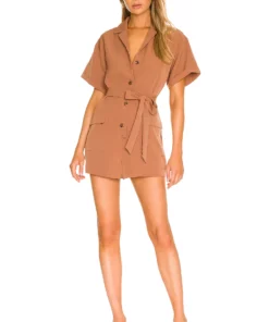 L'Academie Lilianna Romper In Light Brown