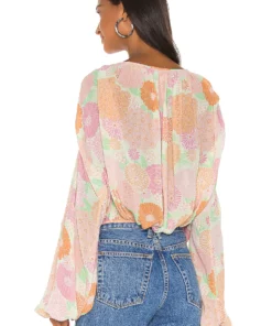 L'Academie The Alayna Top In Peach Floral -Deals L'Academie Store LCDE WS626 V3