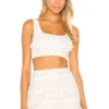 L'Academie The Risa Crop Top In White Multi