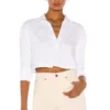 L'Academie LS Cropped Polo In White