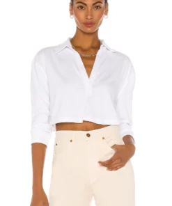 L'Academie LS Cropped Polo In White