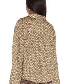L'Academie Oversized Button Down In Tan Chain -Deals L'Academie Store LCDE WS670 V3