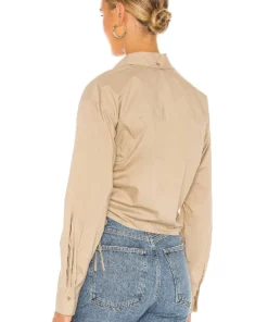 L'Academie The Lena Blouse In Khaki -Deals L'Academie Store LCDE WS671 V3