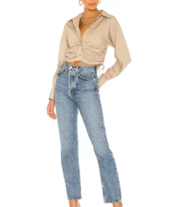 L'Academie The Lena Blouse In Khaki -Deals L'Academie Store LCDE WS671 V4