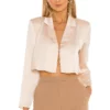 L'Academie The Leona Crop Blouse In Blush
