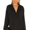 L'Academie Button Front Blouse In Black