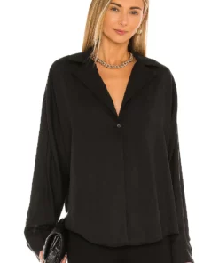 L'Academie Button Front Blouse In Black