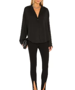 L'Academie Button Front Blouse In Black -Deals L'Academie Store LCDE WS708 V4