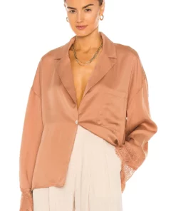 L'Academie Ricky Blouse In Mocha Beige