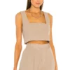L'Academie The Rochelle Crop Top In Mocha Beige
