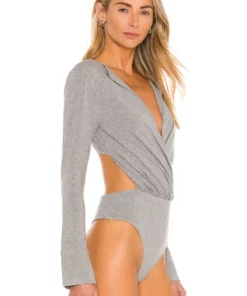 L'Academie Lapel Bodysuit In Heather Gray -Deals L'Academie Store LCDE WS730 V3