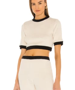 L'Academie Gina Crop Top In Beige & Black