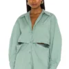 L'Academie The Nessa Blouse In Sage Green