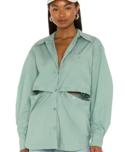 L'Academie The Nessa Blouse In Sage Green