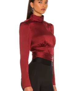 L'Academie The Suzanne Top In Burgundy -Deals L'Academie Store LCDE WS772 V3
