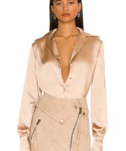 L'Academie Raquel Bodysuit In Champagne