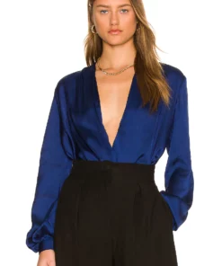 L'Academie The Long Sleeve Bodysuit In Navy