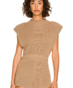 L'Academie Maja Sleeveless Sweater In Tan