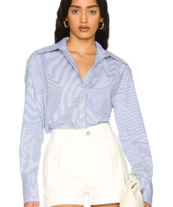 L'Academie Lenae Shirt In Blue & White Stripe