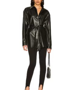 L'Academie Colleen Faux Leather Shirt In Black -Deals L'Academie Store LCDE WS804 V4
