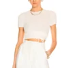 L'Academie Conary Short Sleeve Tie Top In Ivory