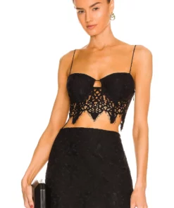 L'Academie Leila Lace Top In Black