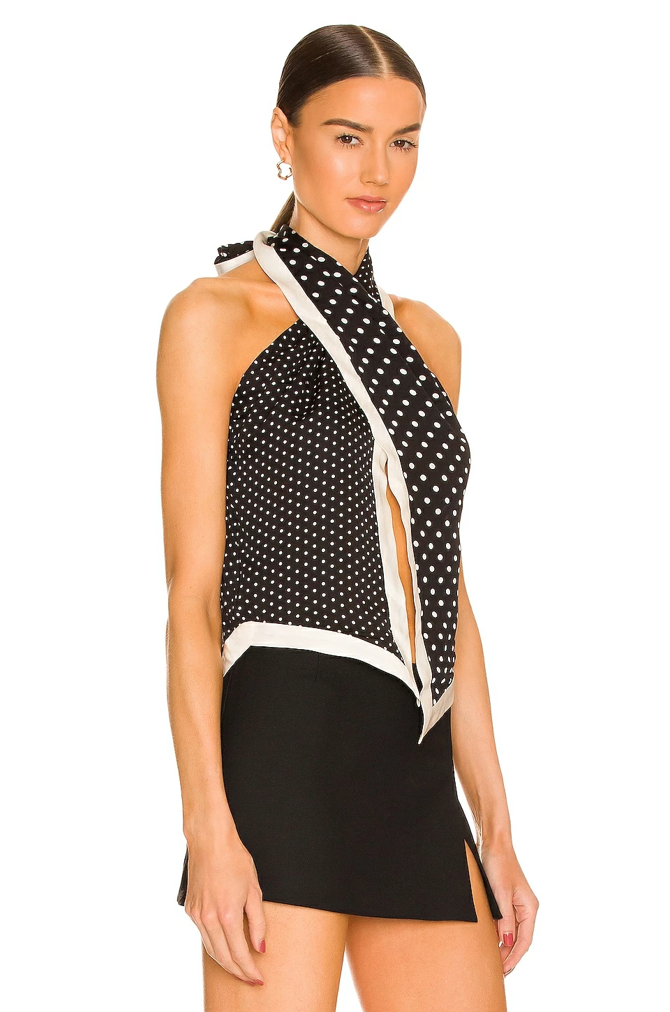L'Academie Orla Halter Top In Black Multi Dot 2 L'Academie Orla Halter Top In Black Multi Dot - Image 2