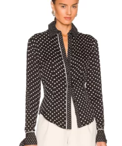 L'Academie Amora Blouse In Black Multi Dot