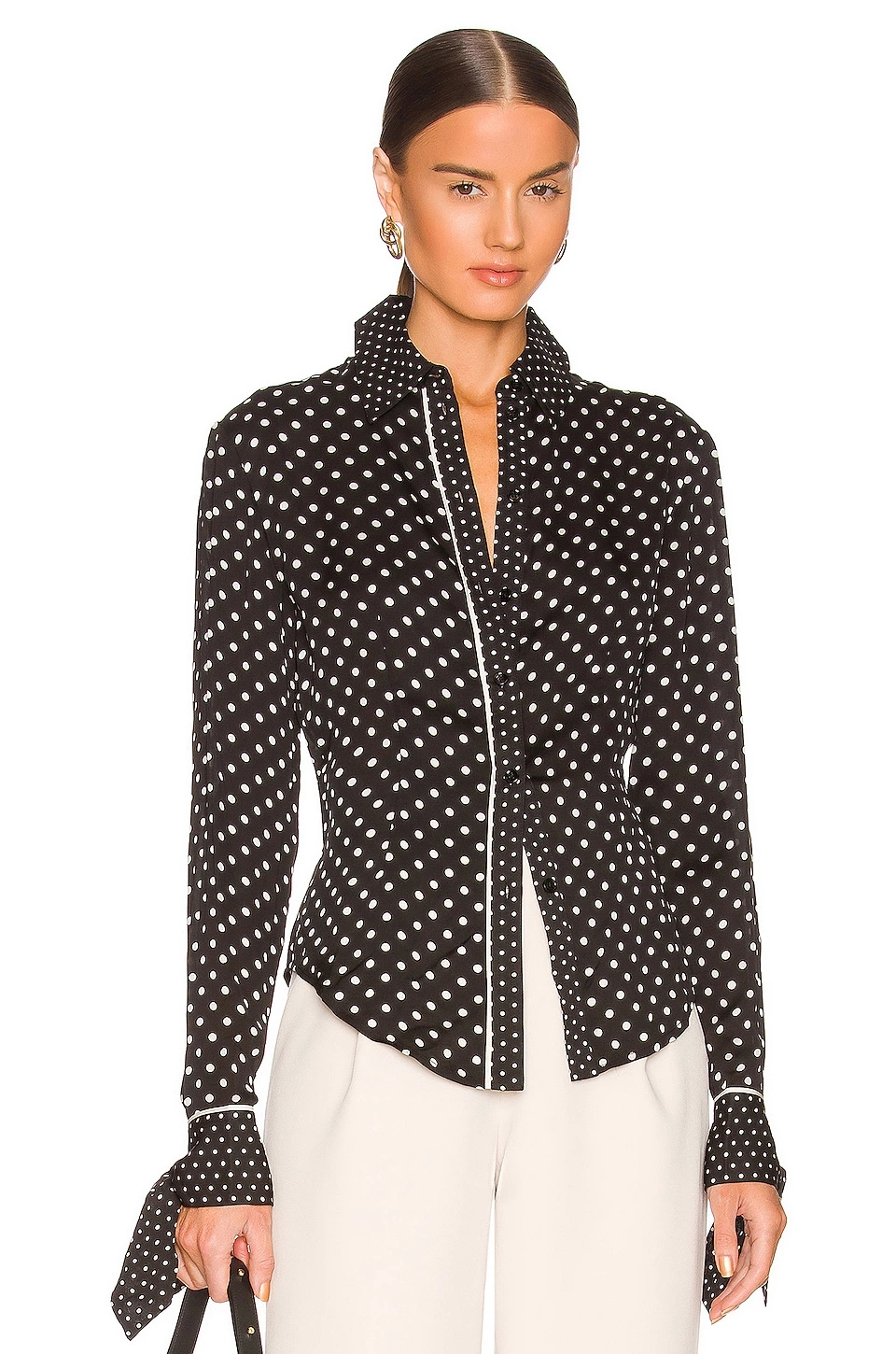 L'Academie Amora Blouse In Black Multi Dot 1 L'Academie Amora Blouse In Black Multi Dot