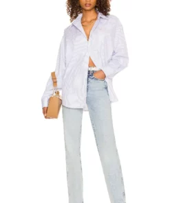 L'Academie Bastien Button Down Top In Blue & White Stripe -Deals L'Academie Store LCDE WS824 V4