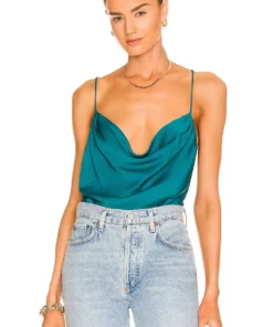 L'Academie Olena Cowl Cami In Turquoise